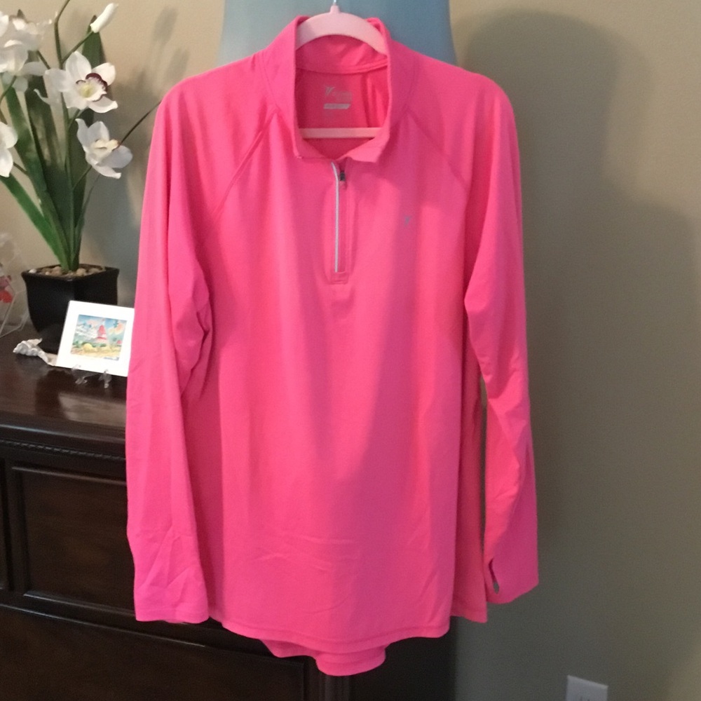 Old Navy-Women’s Bright Pink Quarter-Zip Long Sleeve Activewear Top